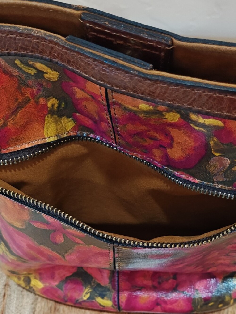 Patricia Nash Vibrant Floral Tote with Brown Trim - Picture 5 of 9